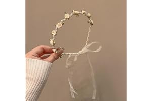 UMIIN Headband, Hair Accessories for Women Girls, Fashion Flower Girl Headbands Hairband Flower Headwear with Pearl Beads, Beige