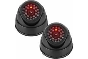 JUSTOP 2x Dome Dummy CCTV Camera Outdoor/Indoor Waterproof With Reality LED Light Fake CCTV Cam - Black (Twin Pack),JT-DMC-D-2BK
