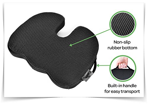 Zenyo TUT-DIR-GUT Sitzkissen | orthopädische Sitzauflage mit zwei Bezügen | Mesh und Velour Bezug | Steißbein-Kissen für Gesundheit und Fitness | für Entspannung und physiologische Schmerzlinderung … - 4