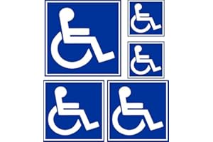 Akachafactory Set 5X Autocollant Sticker Voiture Porte Handicap Parking Toilette WC Panneau