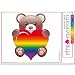 Produktbild pinkelephant Aufkleber - Rainbow Collection 23 - Bärchen mit Herz - Teddy - 15 cm x 19 cm - Laptop Sticker Regenbogen