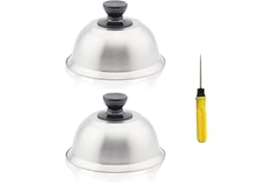 EULAPGOE Campana para Hamburguesas, Campana para Hamburguesas Campanas para Hamburguesas de Acero Inoxidable, Juego de 2 Cúpula para Derretir Queso con Mango Resistente a Escaldaderas para Barbacoa, Bistec,