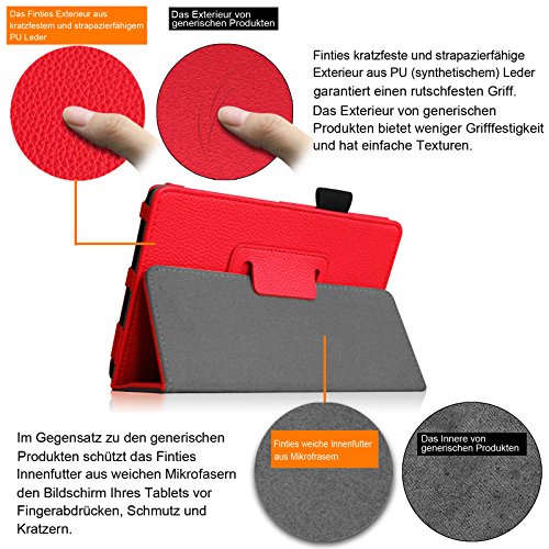 Fintie Odys Wintab 10 / TrekStor SurfTab Wintron 10.1 Hülle Case – Slim Fit Folio Kunstleder Schutzhülle Cover Tasche mit Ständerfunktion und Stylus-Halterung für Odys Wintab 10 25,7 cm (10,1 Zoll) / TrekStor SurfTab Wintron Volks-Tablet 25,6 cm (10,1 Zoll) 99743 99843 Tablet-PC, Rot - 4