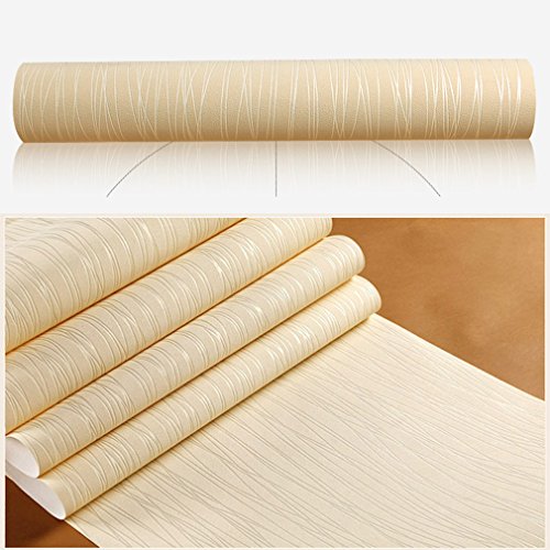 Kinlo 10 x 0.53M Wandtapete 3D-Tapete Vliestapete,3D Relief Tapete Dekoration für TV Wand Wohnzimmer Schlafzimmer und Hotel – Beige - 2