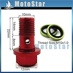 FIOLTY Rouge M10x1.0 Banjo Bolt Pit Dirt Bike VTT Quad Go Kart Scooter de vélomoteur de Moto au freinage hydraulique Refroidisseur d'huile