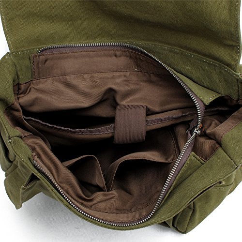 Y-DOUBLE Fashion Segeltuch Leder Canvas Vintage-Stil Unisex Junge Reisetasche Wandertasche 15 inch Laptop Rucksack für Studenten Freizeit - 8