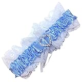 Bride Boutique Wedding Bridal Hen Night Do White Blue Satin Ribbon Lace Garter - Something Blue - Blue