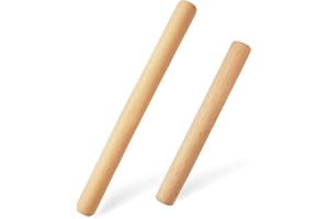 LEMCASE Rouleau à Pâtisserie - Laminoir Patisserie - Rolling Pin en Bois de hêtre, Accessoire de Patisserie Parfait pour Fondant, Pizza, Gâteau et Pâte (2 Pièces Set)