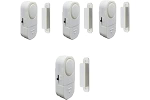 PEIXIONG 4 Pack Wireless Door Window Alarm, Magnetic Burglar Alert Sensor with Batteries Ideal for Home, Garage, Apartment, Dorm, RV and Office (White)