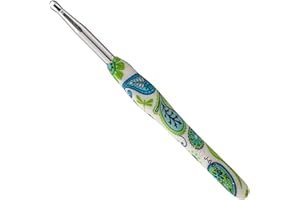 ‎COOPAY Coopay Häkelnadel 6,0 mm, 1 Stück Ergonomisch Häkelnadeln mit Solide Metall Häkeln und Gummigriff, Häkelnadeln Griff mit Schön Blume für Anfänger, Bequem TPR Griff Hakennadel für Arthritische Hände