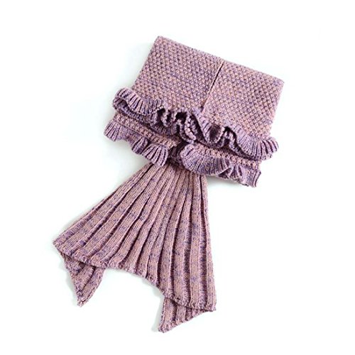 Handmade Mermaid Tail coperta per bambini, Wholethings all'uncinetto Cocoon divano Beach Quilt Tappeto Knit Blanket.140cmX70cm (55,1 "x27.6") (colore rosa)