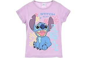 Disney Stitch T-Shirt pour Filles, Design 'Stitch is My Bestie' T-Shirt à Manches Courtes, Cadeau pour Filles et Adolescentes, Tailles 6 à 12 Ans