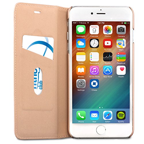 CASEZA iPhone 8 Plus Funda iPhone 7 Plus Funda Rosa Oro tipo libro piel PU Case Cover Carcasa plegable cartera Oslo piel vegana premium para Apple iPhone 8 Plus   7 Plus - Con cierre magn  tico