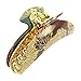Women Dark Brown 4.3" Long Glittery Florals Print Bath Hair Claw Clip