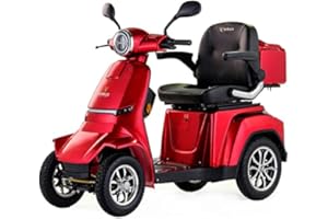 VELECO GRAVIS - Véhicule de mobilité 4 roues pour personnes âgées et invalides - Produit européen, stable, confortable, sûr, alarme, klaxon, assemblé, prêt pour - 12km/h (Rouge)