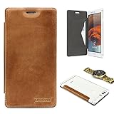 Caseday&Acirc;&reg; [ HANDGEMACHTE PREMIUM ] Italienische Echt Leder Schutz-H&Atilde;&frac14;lle f&Atilde;&frac14;r Huawei P9 Lite in Hell Braun mit Transparenter R&Atilde;&frac14;ckseite Handy Schutz-Wallet Bruchsicher Leather Case Rindsleder Cover mit Kartenfach durchsichtig Back-Case Lederh&Atilde;&frac14;lle Edle Smartphone Zubeh&Atilde;&para;r Tasche Schale Etui