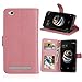 Produktbild Alfort Xiaomi Redmi 5A Hülle Handyhüle, Prämie PU Leder Schutzhülle Stilvolles Lederhülle für Xiaomi Redmi 5A Smartphone Handy Tasche Wallet Flip Case Cover mit Karten Steckplatz (Rosa)