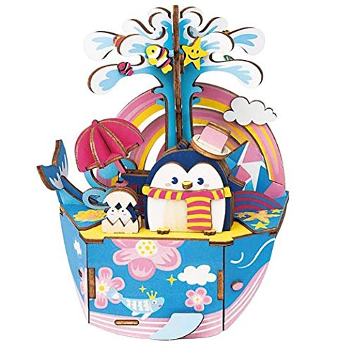 Preisvergleich Produktbild Unbekannt 3D Ocean Park Musikbox Hölzern Puzzle DIY Holzhandwerk Modellbausätze Handwerk Weihnachten Geschenke Geburtstag vorhanden