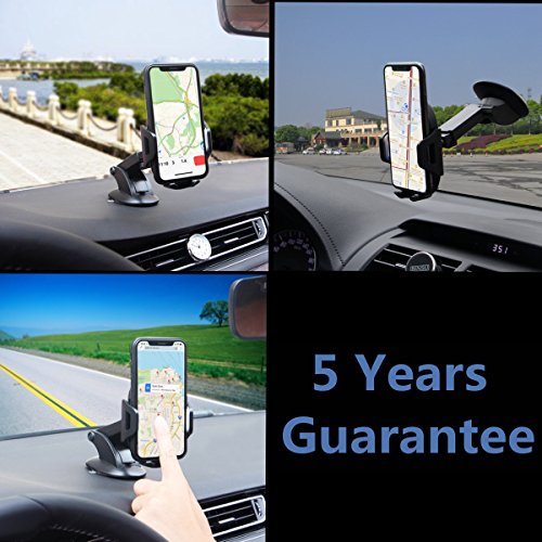 Meeaja Car Phone Mount, supporto per telefono per auto cruscotto con un pulsante di sgancio, compatibile con iPhone 6S Plus 6S x 8Â 7Â 7s, Samsung Galaxy S6Â Edge S8Â S7Â S6, Nexus, e altri smartphone popular (nero)