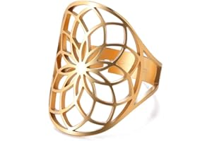 TEAMER Anello regolabile in acciaio inox Metatron con Arcangelo regolabile per donne e ragazze