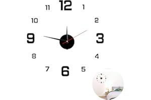 Annlpoy 1pcs Orologio da Parete, Moderno Cucina Orologi da Muro 40 cm,orologio da parete 3d adesivo silenzioso,per Decorazione di Soggiorno, Ufficio, Camera da Letto e Cucina, Montaggio Fai-da-Te,Nero