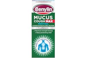 Benylin Mucus Cough Max Menthol Flavour, Helps to Clear Chest Mucus from Day 1, Cough Medicine for Adults, 100 mg/5 ml Oral Solution, 150 ml