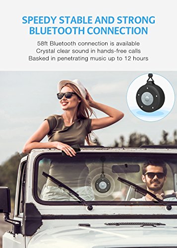 AOOE-Mini-Portable-Bluetooth-Speaker-Waterproof-Shower-Speaker-5W-Outdoor-Speakerphone-for-Handsfree-Suction-Cup-and-Practical-Buckle-for-Outdoor-Shower-Black