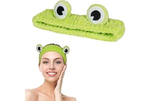 LOPHE Face Wash Headband, Frog Spa Hair Bands, Soft Cute Coral Fleece Elastic Headband, Head Wraps for Face Wash Makeup, Beauty Skincare, Sport Shower, Creative Hair Accessories for Women
