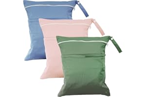 Ortviai 3 Stück Nasstasche Schwimmsachen Wiederverwendbare, Wet Bag Schwimmen mit Zwei Taschen, Nassbeutel Kindergarten Waschbare, für Babys, Schwimmen, Reisen, Fitnessstudio, Strand