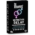 ForMen JOYMAX Ultra Thin Delay Condoms for men - 10 Count | Super Thin with Lubricant | Electronically Durability | with Disposal Pouches