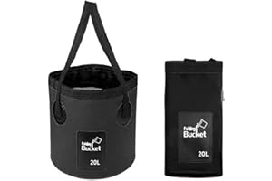 SVUPUE folding bucket,handy folding bucket，Suitable for car washing, gardening, traveling, picnics, fishing, camping, boating, hiking（20L Black）