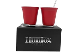 Huniox® Taza de Café de Acero Inoxidable - Vaso Metálico para Café (Ruby, 160 ML)