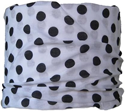 Multifunctional Headwear Polka, Black Dots on White Background