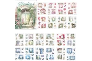 Alideco Vintage Scrapbook Stickers Set Forest Tree House Flower Butterfly Sticker Book for Adults Sticker journaling Stickers for Scrapbooking Tweezer 20Sheets (chuangtaihuakai)