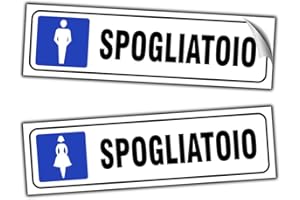 EVM "SPOGLIATOIO UOMO + DONNA" Eticchetta Segnaletica Targhetta in PVC morbido Adesivo impermeabile Porte Locali Ufficcio 21x6cm 2pz