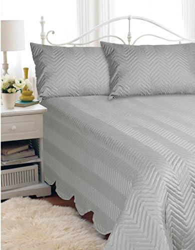 Hotel Quilted Bedspread Set Grey, Full/Queen