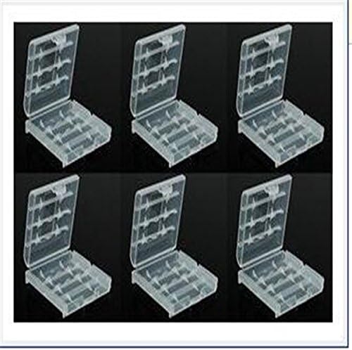 NiceButy 6Pcs Clear Color Battery Storage Case AA Safe Battery Storage Holder Hard Plastic