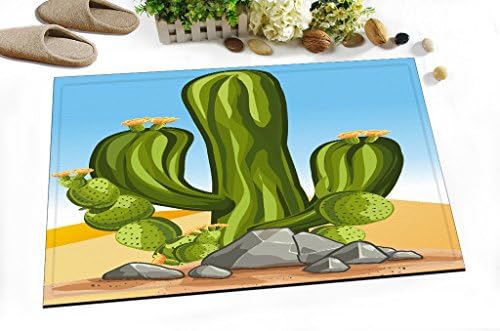 60cm Lx40cm W None- Slip Water Absorption Soft Bath mat Cactus Digital Design Print Carpet For Bathroom Decoration