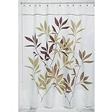 InterDesign Leaves Duschvorhang | Designer Duschvorhang in der Größe 180,0 cm x 200,0 cm | schickes Duschvorhang Motiv mit Blättern | Polyester braun