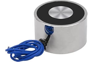 UXNEY Électroaimant DC 12V 500N 110LB / 50Kg Ventouse de maintien d'aspiration Électro-aimant rond Cylindre de levage magnétique 50x30mm