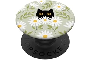 CUTE ACCESSORIES & AESTHETIC STUFFS MEN WOMEN KIDS Niedliche Gänseblümchen, Blume, ästhetisch, schwarze Katze, Salbeigrün PopSockets mit austauschbarem PopGrip