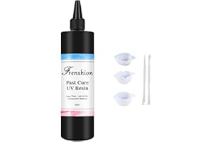 FRENSHION 500g aggiornamento 45 s polimerizzazione rapida trasparente alta trasparenza dura resina UV + 5 tipi di resina siliconica strumento tazza bastone per creazione di gioielli, fusione e rivestimento