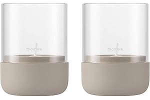 ‎BLOMUS blomus Windlicht 2er Set -Calma- | Kerzenhalter aus hochwertigem Beton und Glas | Farbe Fungi | Größe XS | 7L x 7B x 9,5H cm | Indoor | exkl. Kerze