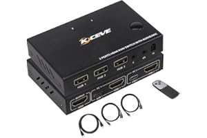NAWEN 2 Ports HDMI KVM Switch, USB 2.0 Switcher Box 2 In 1 Out With Audio Port Support 3.5mm Jack and Mic For 2 Computers Share Keyboard And Mouse Support 4K@30Hz