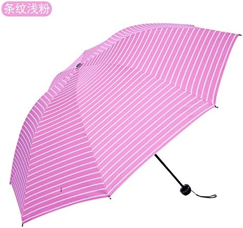 NING567 Umbrella/Female/Folding/Dual-Purpose/Student/Cute/Fringe/Manual,Stripe Light Powder
