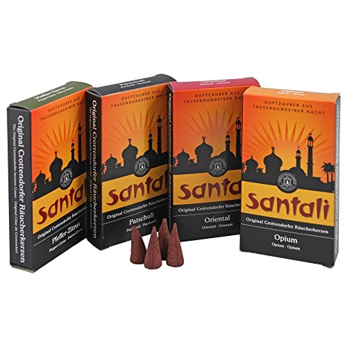 Crottendorfer Räucherkerzen Santali 4er Set Opium, Oriental, Patschuli, Pfeffer Zitrus