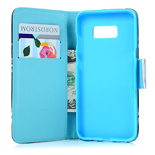 Badalink Case für Samsung Galaxy +S8 (S8 Plus) PU Leder (TPU innere Schicht) Tasche Flipcase Gemalt Bunte Muster Design Schutzhülle mit Kreditkarteninhaber Kippständer Magnet-Schloss Handyhülle +Mehrfunktional Feder und Schneeflocken - 8