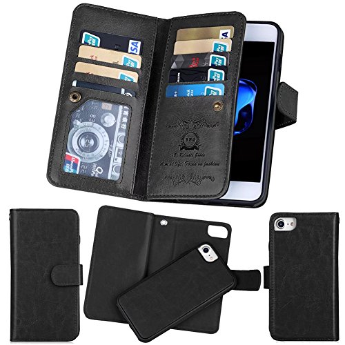 iPhone 6/6s Case,iPhone 6/6s Detachable Wallet Case,Soundmae Multi-function 2-in-1 Magnetic Separable Removable PU Leather Wallet Case Flip Cover With Credit Card Holder for iPhone 6/6s[Black]