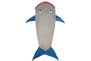 ‎ASHANLAN AShanlan Hai Decke Schlafsack für Kinder Jungen mit Haifisch Zähne Schwanz, Warm Weich Fleece Flanell Snuggle Steppdecke Mermaid Schwanz Blanket, 50 x 150cm (Grau)