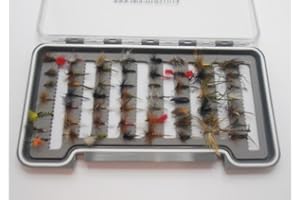 JUST CATCH Barbless Dry Trout Flies, 56 Flies per boxed set, mixed sizes. random range of patterns, Best Dry Flies
